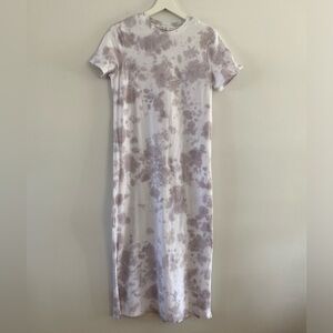 Melissa Nepton Montreal Designer White + Tie Die Maxi Cotton T-Shirt Dress - S